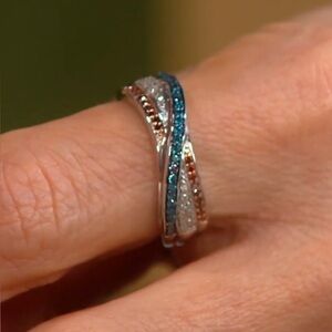 Affinity Diamonds Sterling Silver Red White Blue Ring Size 6 - QVC Patriotic